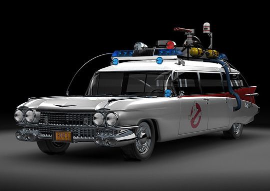 Voiture Cadillac-Ecto-1 vue dans le film SOS Fantômes