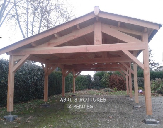 Trois places dans carport en bois Douglas