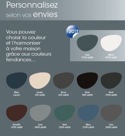 Nuancier de couleurs pour carport en aluminium