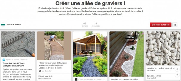 Tableau Pinterest France Abris pour construction d'une allée en graviers