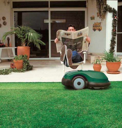 robot tondeuse automatique pelouse entretenue été