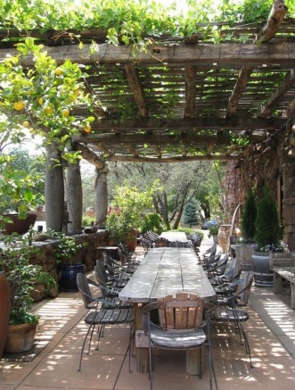 un toit terrasse en bois couvert de verdure