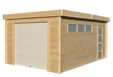 Porte sectionnelle d'un abri garage en bois à toit plat