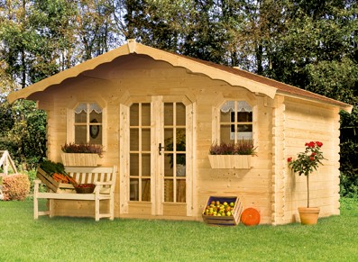 Abri de jardin ou chalet bois avec toit double pente