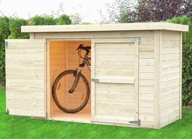 Un abri vélos et coffre à installer sous un abri voiture bois par exemple