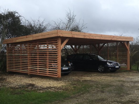 Carport bois toit plat