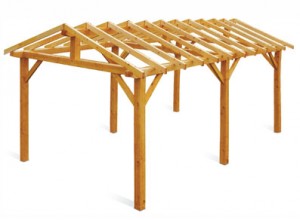 ABRI VOITURE BOIS BI-PENTE             5.96x5.21 M