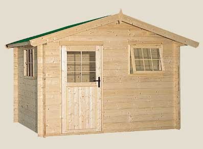 ABRI JARDIN MADRIER BOIS 28 MM  2,95 x 2,95 M