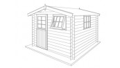 ABRI JARDIN MADRIER BOIS 28 MM  2,95 x 2,95 M