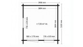 ABRI JARDIN MADRIER BOIS 28 MM  2,95 x 2,95 M