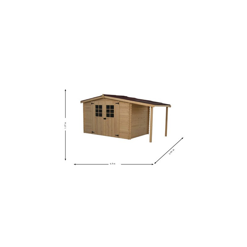 Grand abri de jardin en bois 28mm, Vernier, 26m², porte double, Solid, pas  cher, achat