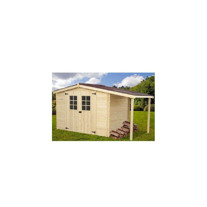 Grand abri de jardin en bois 28mm, Vernier, 26m², porte double, Solid, pas  cher, achat