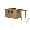 Abri jardin bois 28 mm avec bucher 4,80 x 2,24 m