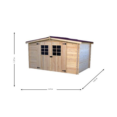 ABRI DE JARDIN BOIS 28 MM  3.15 x 3.04 M