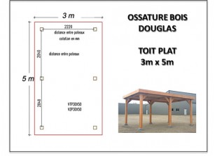 OSSATURE BOIS DOUGLAS TOIT PLAT 3 x 5 m