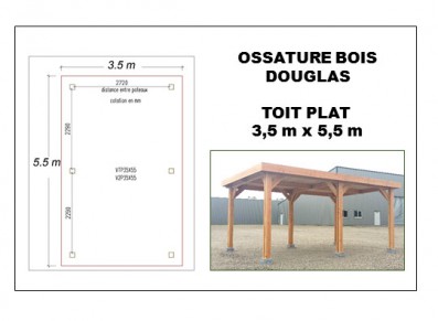 OSSATURE BOIS DOUGLAS TOIT PLAT 3.5 x 5.5 m