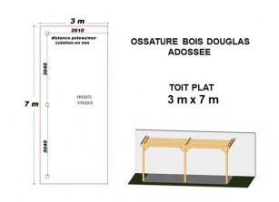 OSSATURE DOUGLAS ADOSSÉE TOIT PLAT