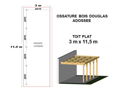 OSSATURE DOUGLAS ADOSSÉE TOIT PLAT