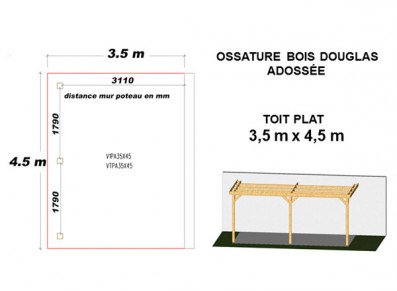 OSSATURE DOUGLAS ADOSSÉE TOIT PLAT