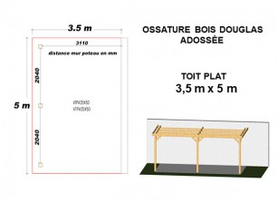 OSSATURE DOUGLAS ADOSSÉE TOIT PLAT