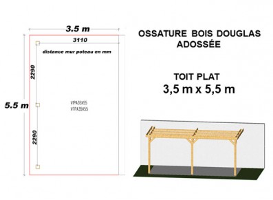 OSSATURE DOUGLAS ADOSSÉE TOIT PLAT