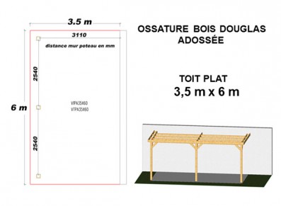 OSSATURE DOUGLAS ADOSSÉE TOIT PLAT