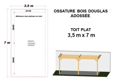 OSSATURE DOUGLAS ADOSSÉE TOIT PLAT