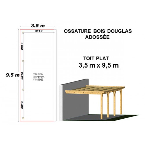 OSSATURE DOUGLAS ADOSSÉE TOIT PLAT