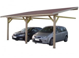 CARPORT BOIS 2 PLACES ADOSSE 4.50 x 6.32 M