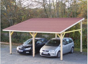 CARPORT 2 PLACES, 1 PENTE - BOIS 4.50 x 6.32 M