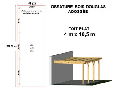 OSSATURE DOUGLAS ADOSSÉE TOIT PLAT