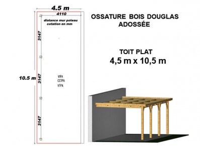 OSSATURE DOUGLAS ADOSSÉE TOIT PLAT