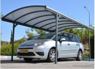 ABRI VOITURE ALUMINIUM AVEC TOIT BERCEAU EN POLYCARBONATE ALVEOLAIRE 6MM