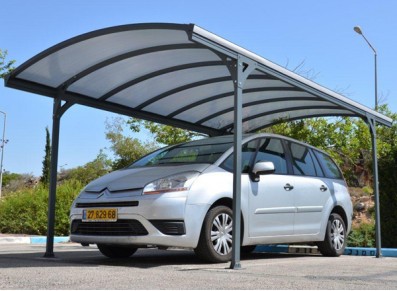 ABRI VOITURE ALUMINIUM AVEC TOIT BERCEAU EN POLYCARBONATE ALVEOLAIRE 6MM