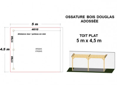 OSSATURE DOUGLAS ADOSSÉE TOIT PLAT