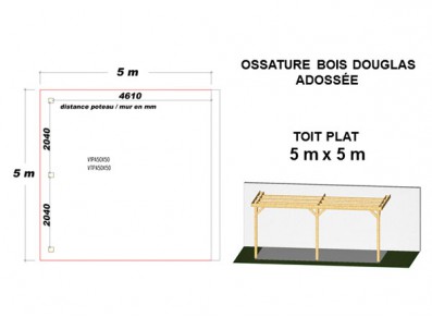 OSSATURE DOUGLAS ADOSSÉE TOIT PLAT