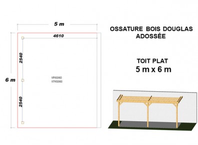 OSSATURE DOUGLAS ADOSSÉE TOIT PLAT