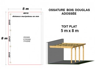 OSSATURE DOUGLAS ADOSSÉE TOIT PLAT