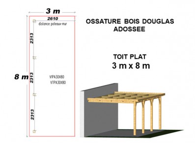 OSSATURE DOUGLAS ADOSSÉE TOIT PLAT