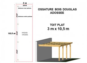 OSSATURE DOUGLAS ADOSSÉE TOIT PLAT