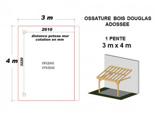 OSSATURE DOUGLAS ADOSSÉE TOIT MONO PENTE