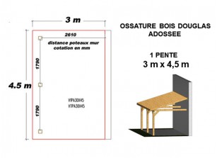 OSSATURE DOUGLAS ADOSSÉE TOIT MONO PENTE