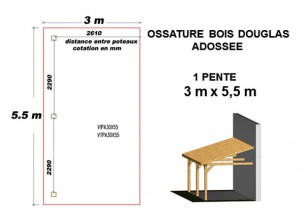 OSSATURE DOUGLAS ADOSSÉE TOIT MONO PENTE