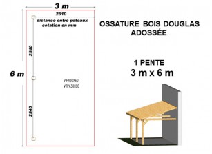 OSSATURE DOUGLAS ADOSSÉE TOIT MONO PENTE