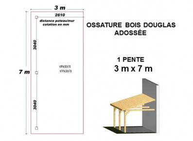 OSSATURE DOUGLAS ADOSSÉE TOIT MONO PENTE