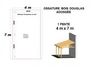 OSSATURE DOUGLAS ADOSSÉE TOIT MONO PENTE