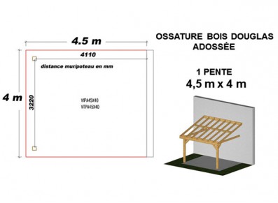 OSSATURE DOUGLAS ADOSSÉE TOIT MONO PENTE