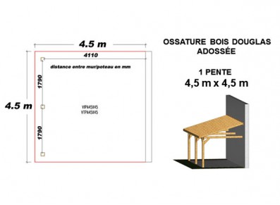 OSSATURE DOUGLAS ADOSSÉE TOIT MONO PENTE