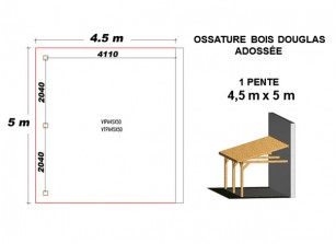 OSSATURE DOUGLAS ADOSSÉE TOIT MONO PENTE