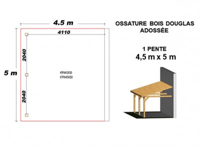 OSSATURE DOUGLAS ADOSSÉE TOIT MONO PENTE